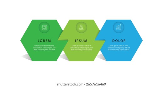 Modelo infográfico de 3 etapas. Design infográfico com estilo de papel e 3 opção. Elemento gráfico de modelo de negócios de vetor adequado para layout, informações e apresentação do fluxo de trabalho.