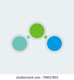 3 step infographic, three choices flow infographic, circular options processes diagram