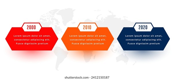 3 step infographic timeline chart template for business presentation vector