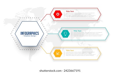 plantilla de diagrama de flujo de línea de tiempo infográfica de 3 pasos para vector de uso corporativo