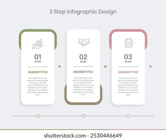 3 passos Infographics Design Template, Gráfico, Gráfico, Gráfico de pizza, layout de fluxo de trabalho, diagrama de retângulo vertical, relatório, Elementos de design de apresentação editável, Diagrama de processo em fundo branco