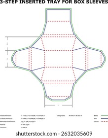 3 etapa inserida bandeja modelo de caixa de diecut projeto de mangas
