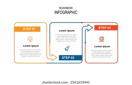 3 step label infographic template with line connected and paper style can be used for workflow, business presentation and web graphic design 