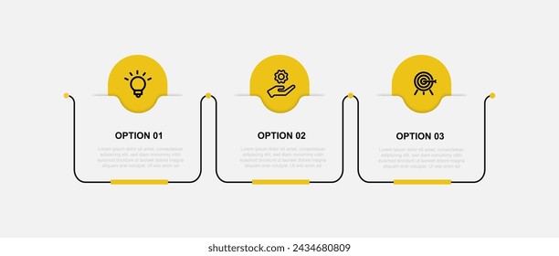 3 step layout. 3 line infographic template vector element