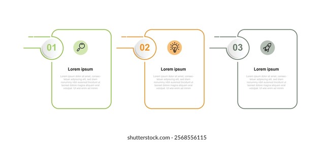 3 step line process infographic template with square concept can be used for workflow, business presentation and banner information 