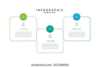 3 step line process infographic template vector suitable for business information and web presentation 
