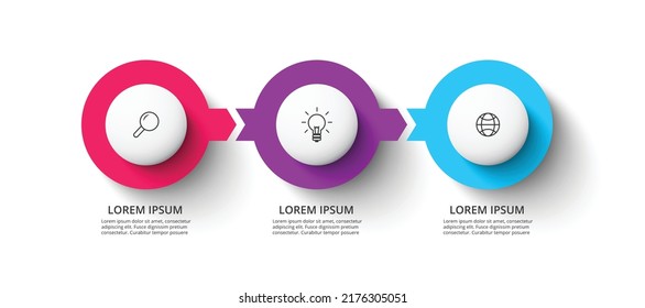 3 Step Modern Infographic Design, Colorful Modern Element Collection. EPS 10 Design