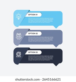 Plantilla de infografía moderna de 3 pasos. La información comercial de la línea de tiempo con íconos se puede utilizar para el flujo de trabajo, la información comercial, la presentación, la visualización de datos y el Diseño gráfico de Web 