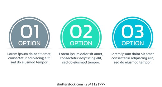 3 Schritt, Option Info Grafik Vorlage. Prozessdiagramm, Geschäftslayout, Timeline-Infografik. Drei Zahlen Infos. Vektorgrafik.