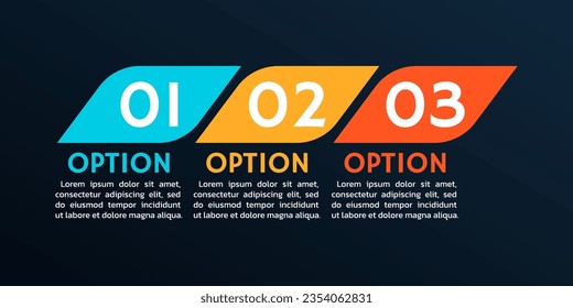 3 step, option info graphic. Process diagram. Business presentation, timeline infographic template. Vector illustration.