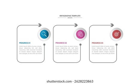 3 step or option infographic element template design vector with Arrow and line for modern company business and presentation 