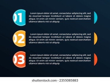 3 step, option infographic. Menu, list design. Business presentation, layout, text box banner. Modern info graphic template with three numbers or sections. Vector illustration.
