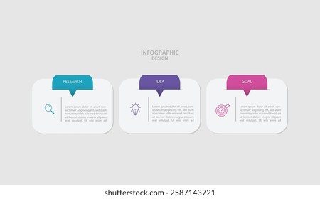 3 step or option infographic template design vector business for company presentation and marketing concept 