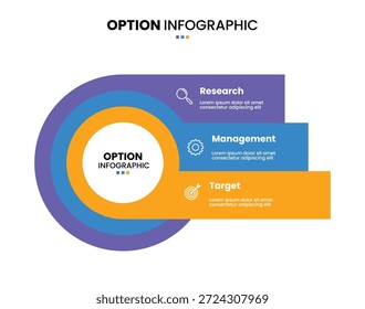 3 paso, opción, parte o proceso de la rueda de círculo Venn diagrama diseño de infografía