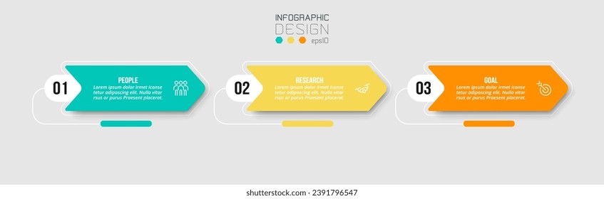 3 Step presentation for business infographic vector design. 