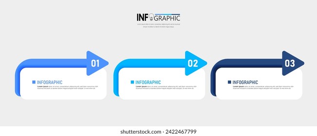 3 Paso de presentación del vector de plantilla de infografía del negocio.