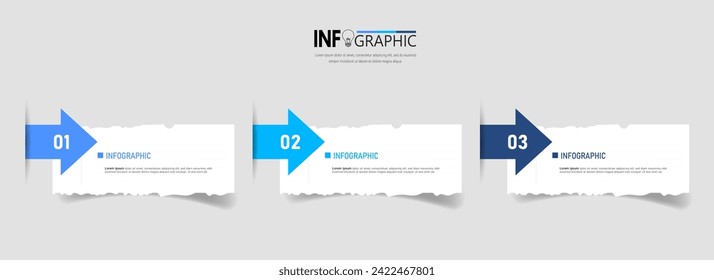 3 Step presentation business infographic template vector.