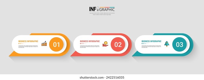 3 Paso de presentación del vector de plantilla de infografía del negocio.