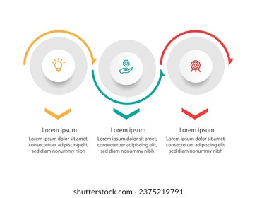 3 step process infographic template vector element with business icons.