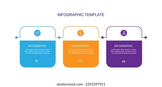 3 step process infographic template vector element 