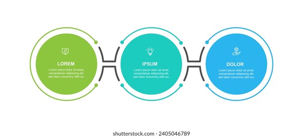 3 step process infographic template vector element with icons suitable for web presentation and business information 