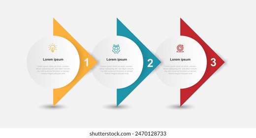 3 step process infographic template vector with icons suitable for workflow, business information, presentation, and more