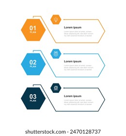 3 step process infographic template vector with icons suitable for workflow, business information, presentation, and more