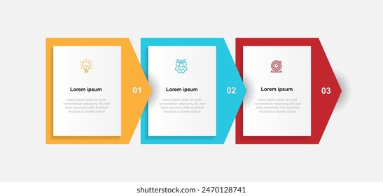 3 step process infographic template vector with icons suitable for workflow, business information, presentation, and more