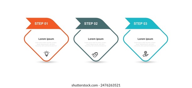 3 step process infographic template vector element suitable for web presentation and business information