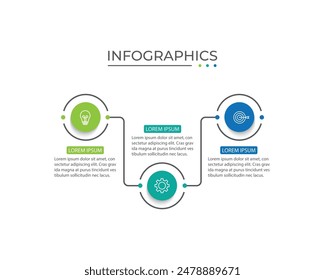 3 step process infographic template vector element