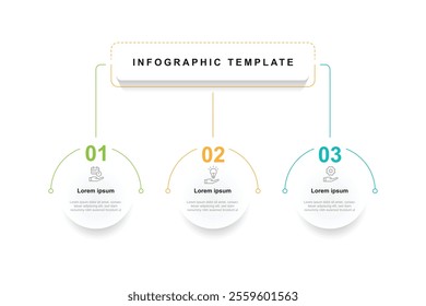 3 step process infographic template with icons suitable for business information and web presentation