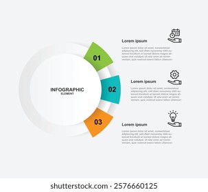 3 step process infographic template on circle concept. Vector diagram concept suitable for business information and web presentation 