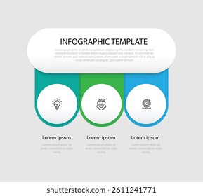 3 step process infographic template. Vector layout with icons can be used for workflow, business information, presentation data and web graphic design 