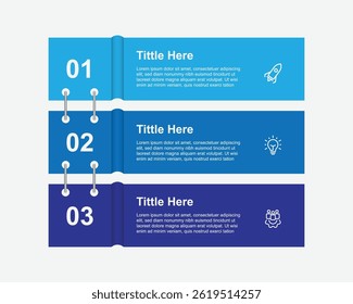 El elemento de Vector de Plantilla de infografía de proceso de 3 pasos con íconos se puede usar para flujo de trabajo, información comercial, presentación, visualización de datos, informe anual 