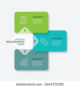 3 step process infographic template vector element. 3 columns or table with 3 journey concept. Timeline infograph with icons suitable for business information and web presentation.