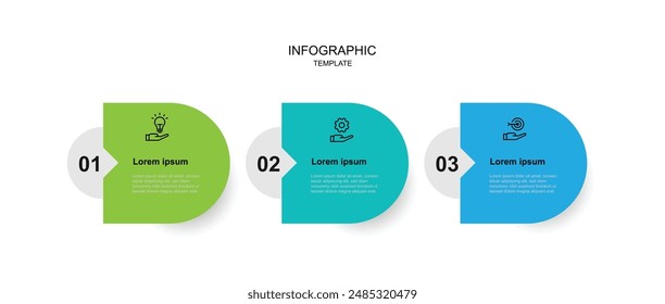 3 step process template infographic vector element with icon suitable for web presentation and business information