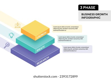 3 Step Pyramid Infographic. Business Process Concept. 3D Design Vector illustration.