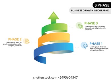 3-Schritt-Pyramiden-Form-Band-Infografik. In: 3D Vektorillustration for Business Financial Report.