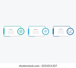 Infográfico de negócios em círculo quadrado de 3 etapas