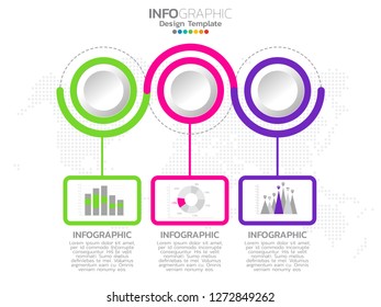 3 step of timeline infographics design template with options, process diagram, vector eps10 illustration