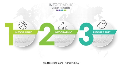 3 step of timeline infographics design template with options, process diagram, vector.