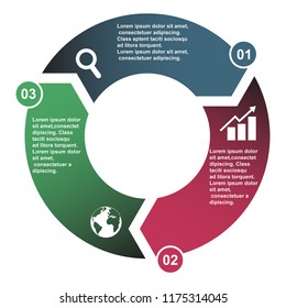 3 step vector element in three colors with labels, infographic diagram. Business concept of 3 steps or options free .