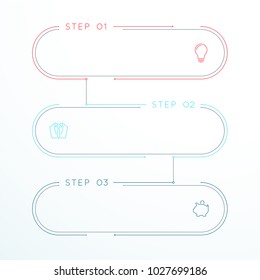 3 Step Vector Flat Thin Line Banner Templates Linked Together