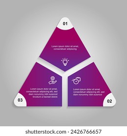 3 step vector infographic element with triangle concept