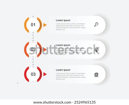 3 step vertical concept infographic template vector element with icons can be used for workflow, business information, presentation data and web graphic design 