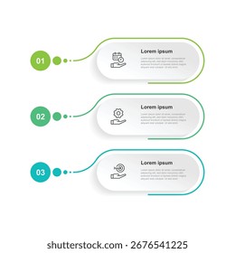 Elemento de Vector de Plantilla de infografía de Vertical de 3 pasos con íconos adecuados para información comercial, presentación, diseño de flujo de trabajo y Diseño gráfico de Web.