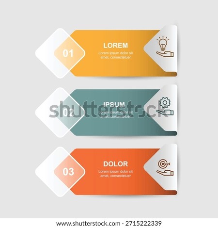3 step vertical infographic template. workflow layout, presentation columns, graphic business information.