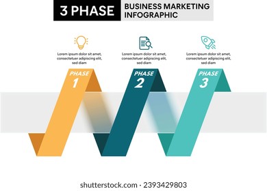 3 Step Zigzag Shape Glassmorphism Infographic. Colorful Vector Illustration for Business Financial Report.