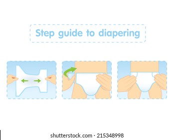 3 step-guide-to-diapering in cartoon version