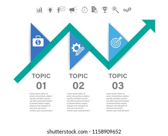 3 Steps arrow infographic, vector illustration